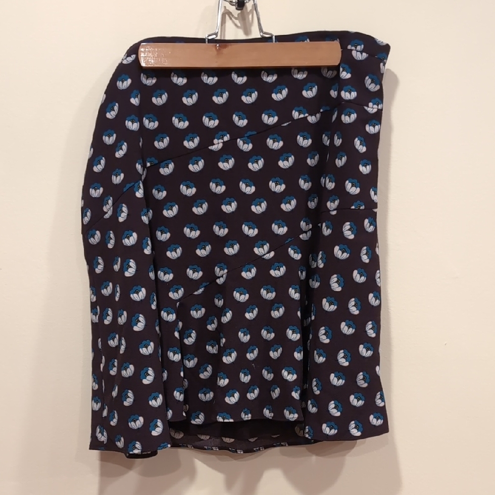LOFT Black Skirt with Blue Pattern